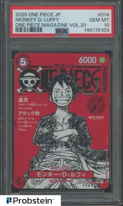 2025 ONE PIECE JPN PROMOS ONE PIECE MAGAZINE VOL.20 #014 MONKEY D. LUFFY PSA 10 - Image 1
