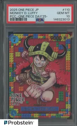 2025 One Piece JP PCC One Piece Day '25 #110 Monkey D. Luffy PSA 10 GEM MINT - Image 1