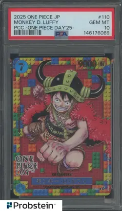 2025 One Piece JP PCC One Piece Day '25 #110 Monkey D. Luffy PSA 10 GEM MINT - Image 1