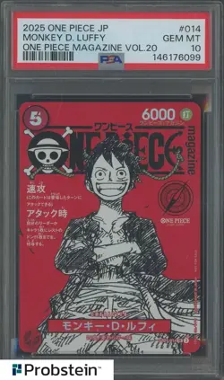 2025 ONE PIECE JPN PROMOS ONE PIECE MAGAZINE VOL.20 #014 MONKEY D. LUFFY PSA 10 - Image 1