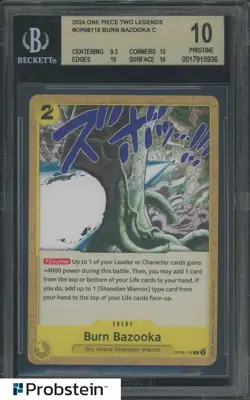 2024 One Piece Two Legends OP08-116 Burn Bazooka BGS 10 PRISTINE - Image 1