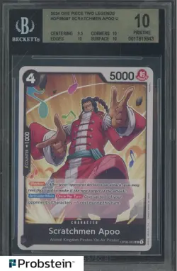 2024 One Piece Two Legends OP08-087 Scratchmen Appo BGS 10 PRISTINE - Image 1