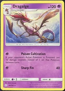 Dragalge 92/236 Sm-Cosmic Eclipse Regular - Pokemon Card - Image 1