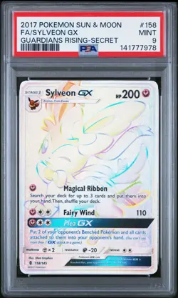 Sylveon GX Full Art Rainbow Secret Rare Card 2017 158/145 PSA 9 - Image 1