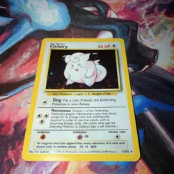 Pokemon TCG Clefairy Base Set Holo Unlimited Rare Card 5/102 LP/NM Condition - Image 1