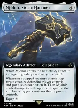 1x Mjolnir, Storm Hammer ~ Extended Art - Foil NM-Mint, English Universes Beyond - Image 1