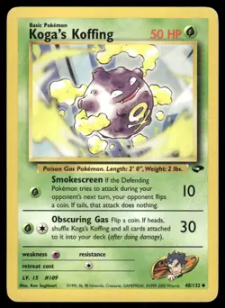 Pokemon Tcg Koga's Koffing #48 Pokemon Gym Challenge MP - Image 1