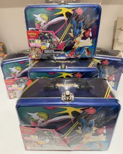 (5) NEW/SEALED ‘Collector Chest’~ Pokemon Lunch Boxes~6 booster Packs Per Box~ - Image 1