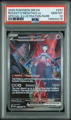 2025 POKEMON DRI EN-DESTINED RIVALS #231 TEAM ROCKET'S MEWTWO EX PSA 10 - Image 1