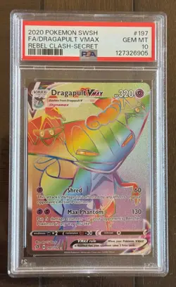 Pokemon Dragapult VMAX Secret Rare Full Art Holo Rebel Clash #197 PSA 10 2020 - Image 1
