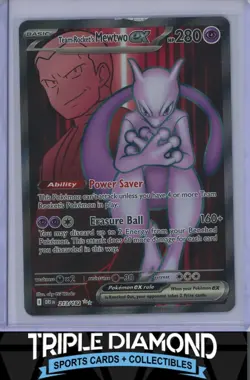 2025 Pokemon Destined Rivals #213/182 Team Rocket's Mewtwo ex Damaged S844 - Image 1