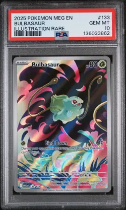 PSA 10 GEM Mint Bulbasaur 133/132 Illustration Rare - Pokemon ME01 MEG - Image 1