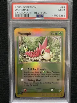 2003 Pokemon EX Dragon Wurmple Reverse Foil 81/97 PSA 9 Mint - Image 1