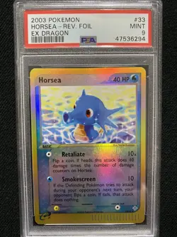 2003 Pokemon EX Dragon Horsea Reverse Foil 33/97 PSA 9 Mint - Image 1