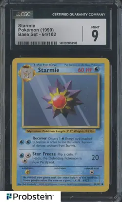 1999 Pokemon Base Set #64 Starmie CGC 9 MINT - Image 1