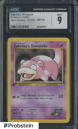 2000 Pokemon Gym Heroes 1st Edition #95 Sabrina's Slowpoke CGC 9 MINT - Image 1