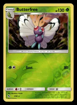 Butterfree 3/68 Rare Hidden Fates Reverse Holo Pokemon NM - Image 1