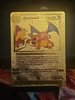 Pokemon Charizard Base Set Gold Foil Fan Art - Image 1