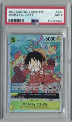 One Piece Monkey D. Luffy 500 Years in the Future OP07-109 Super Rare Foil PSA 9 - Image 1