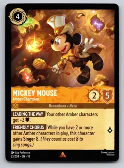 Disney Lorcana Mickey Mouse Amber Champion Whispers in the Well Rare #23/204 NM - Image 1