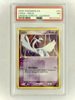 Pokemon TCG EX Unseen Forces Lugia Card #29/115 Cosmos Holo 2005 PSA 7 - Image 1
