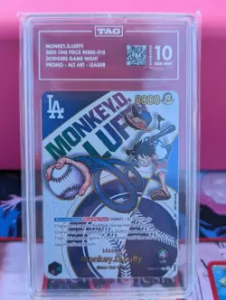 TAG 10 Gem Mint Luffy Dodgers Promo Card One Piece TCG Anime MLB Limited - Image 1