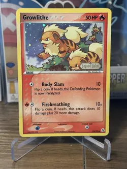 2006 Vintage Pokemon Card TCG Legend Maker Holo Stamped Growlithe 55/92 LP - Image 1