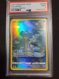 Pokemon TCG Lapras Crown Zenith: Galarian Gallery Holo Card PSA 9 Mint GG05/GG70 - Image 1