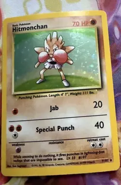 Pokemon Hitmonchan Base Set Card 71/102 Holo Rare LP 1999 - Image 1