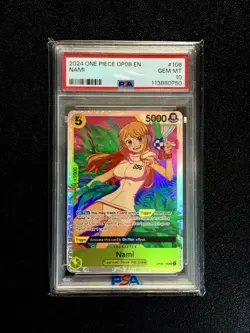 One Piece Card Game 🏴‍☠OP08-106 Nami SR Alt Art Foil ENG Graded PSA 10 - Image 1