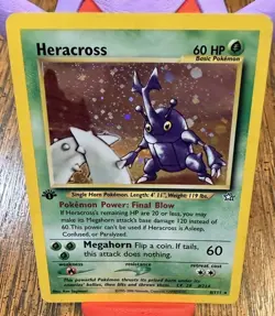 Pokemon TCG Heracross Neo Genesis 1st Edition Holo Rare Card 6/111 - Image 1