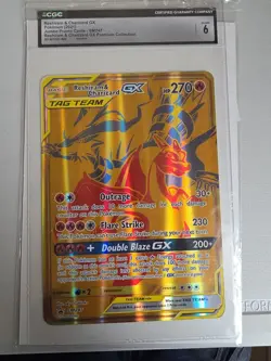 Reshiram & Charizard GX Jumbo Holo Card SM247 Graded 6 - Image 1
