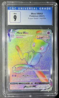 CGC 9 Graded Pokemon Mew VMAX Fusion Strike 268/264 Holo Card - Image 1