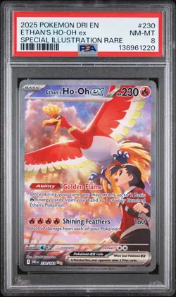 2025 POKEMON DRI EN-DESTINED RIVALS #230 ETHAN'S HO-OH EX PSA 8 - Image 1