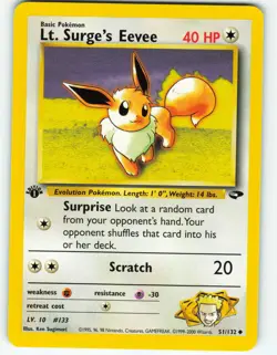 Lt. Surge's Eevee - 1st Edition - 51/132 Gym Challenge - Pokemon TCG - 2000 - Image 1