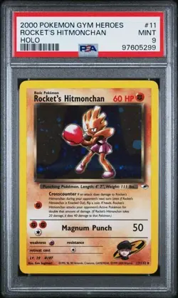 PSA 9 Rocket's Hitmonchan holo 11/132 pokemon gym heroes 2000 mint - Image 1