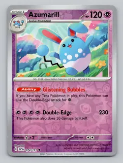 Reverse Holo Azumarill 074/191 Uncommon SV08: Surging Sparks Pokemon - Image 1