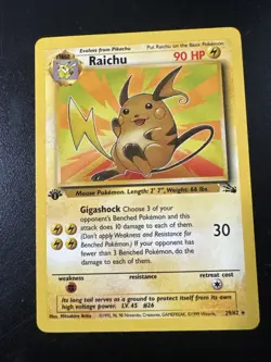 1999 Pokemon Raichu 29/62 1st Edition NON HOLO Rare - Fossil Card - Image 1