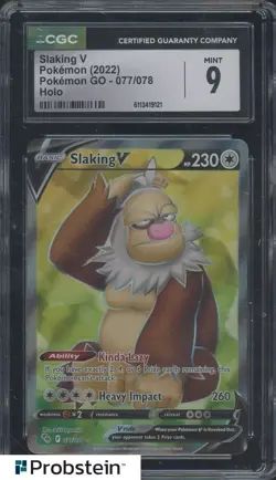 2022 Pokemon GO 077/078 Slaking V Holo CGC 9 MINT - Image 1