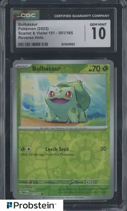 2023 Pokemon Scarlet & Violet 151 001/165 Bulbasaur Reverse Holo CGC 10 GEM MINT - Image 1
