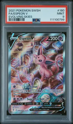 2021 Pokemon SWSH Evolving Skies #180 FA/ Espeon V PSA 9 MINT - Image 1
