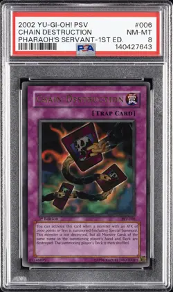 2002 YU-GI-OH! PSV-PHARAOH'S SERVANT 1ST ED #006 CHAIN DESTRUCTION PSA 8 - Image 1