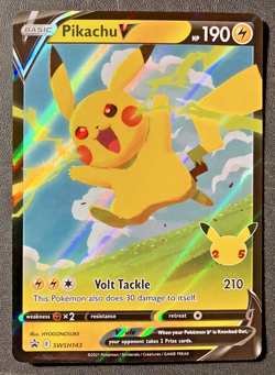 HOLO Pikachu V SWSH143 - Pokemon Celebrations Promo Card - CLEAN NM - Image 1