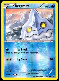 Pokemon TCG Bergmite 36/114 2016 Steam Siege Reverse Holo Common Card - LP - Image 1