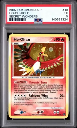 2007 Pokemon D&P Secret Wonders 10/132 Ho-Oh Holo PSA 5 EX Rare Vintage Card tcg - Image 1
