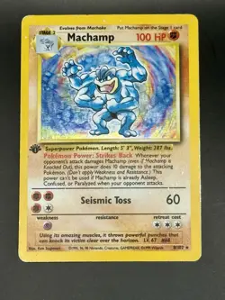 Machamp 1st Edition Base Set 8/102 Holo Pokemon Card WOTC MP - Image 1