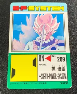 JAPAN 1992 CARD DRAGON BALL Z SUPER BATTLE POWER LEVEL 209 Amada Son Goku ZR29 - Image 2