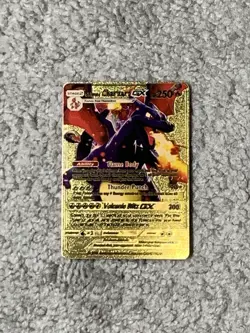 Shining Charizard GX HP250 Flame Body Gold Foil Fan Art Display Card NM! - Image 1