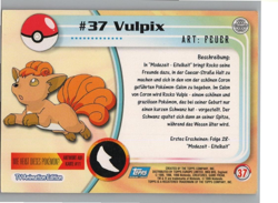 #37 Vulpix Topps Pokemon Card Tv Animation Edition - Image 2