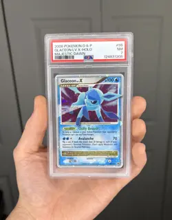 POKEMON GLACEON LVL X 98/100 MAJESTIC DAWN - PSA 7 - HUGE SWIRL! - Image 1